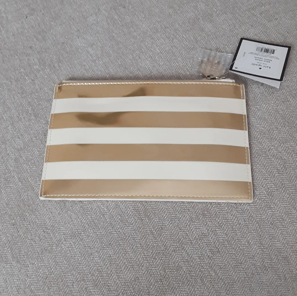 Kate Spade gold stripe pencil pouch
